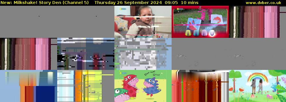 milkshake! Story Den (Channel 5) Thursday 26 September 2024 09:05 - 09:15