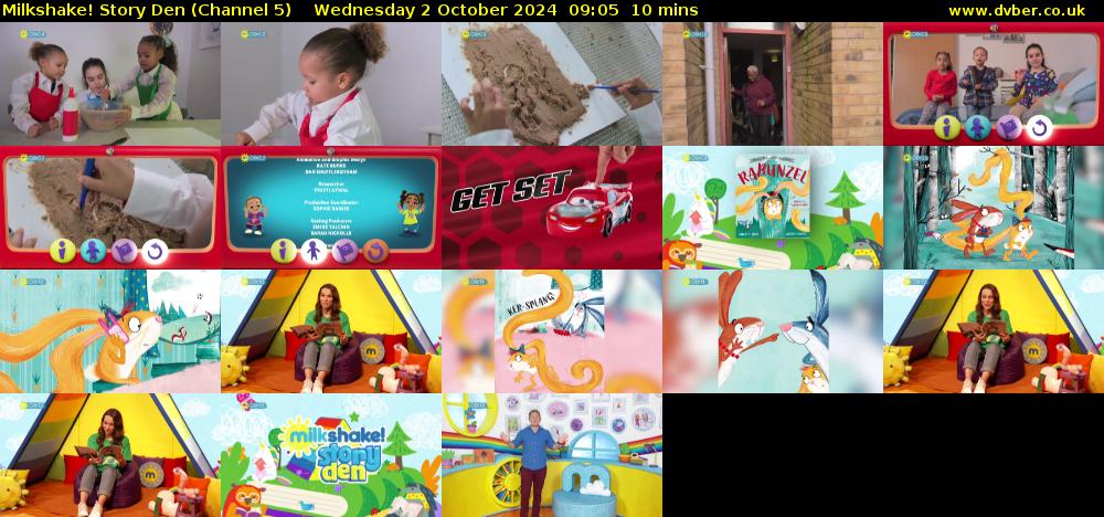 milkshake! Story Den (Channel 5) Wednesday 2 October 2024 09:05 - 09:15