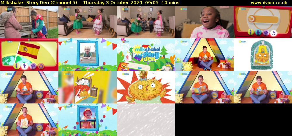 milkshake! Story Den (Channel 5) Thursday 3 October 2024 09:05 - 09:15