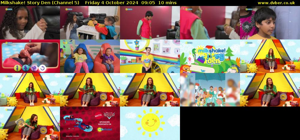 milkshake! Story Den (Channel 5) Friday 4 October 2024 09:05 - 09:15