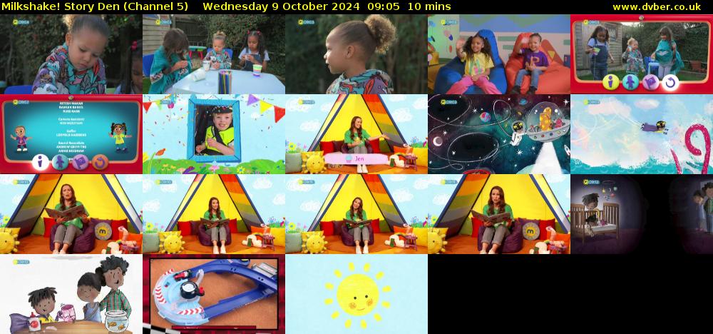 milkshake! Story Den (Channel 5) Wednesday 9 October 2024 09:05 - 09:15