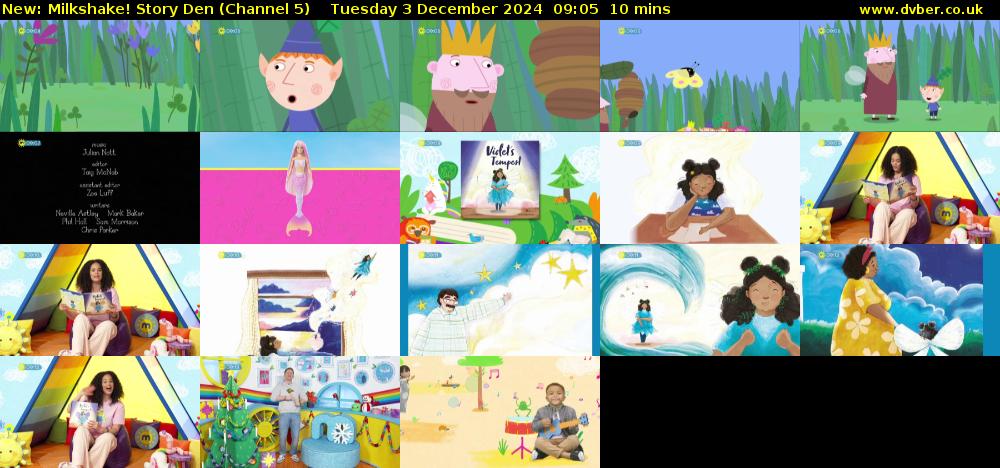 milkshake! Story Den (Channel 5) Tuesday 3 December 2024 09:05 - 09:15