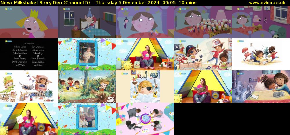 milkshake! Story Den (Channel 5) Thursday 5 December 2024 09:05 - 09:15