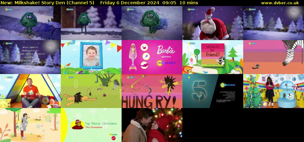 milkshake! Story Den (Channel 5) Friday 6 December 2024 09:05 - 09:15