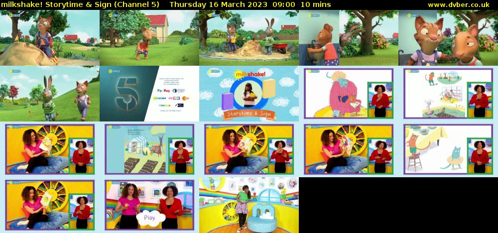 milkshake! Storytime & Sign (Channel 5) Thursday 16 March 2023 09:00 - 09:10