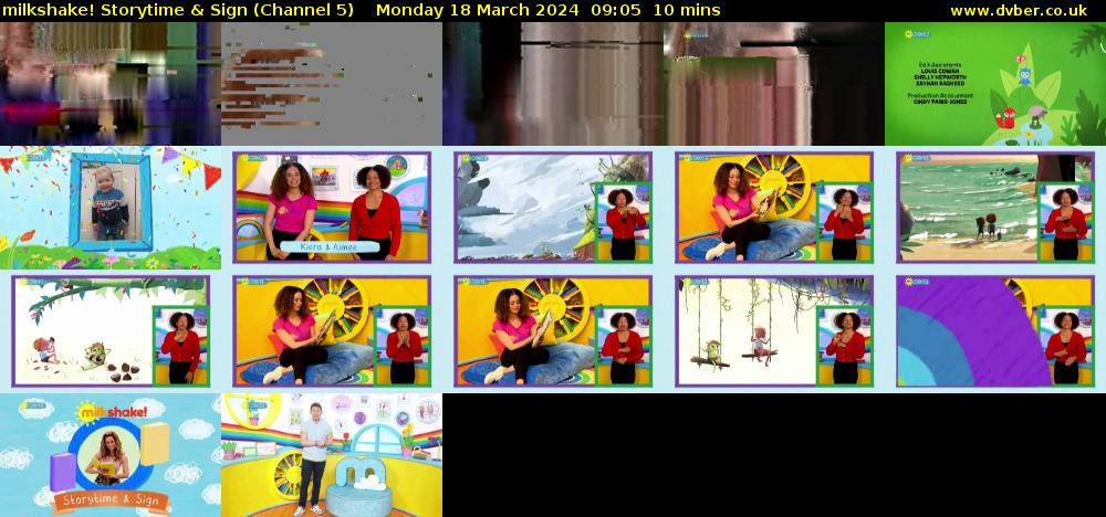 milkshake! Storytime & Sign (Channel 5) Monday 18 March 2024 09:05 - 09:15