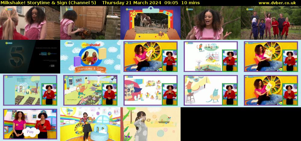 milkshake! Storytime & Sign (Channel 5) Thursday 21 March 2024 09:05 - 09:15