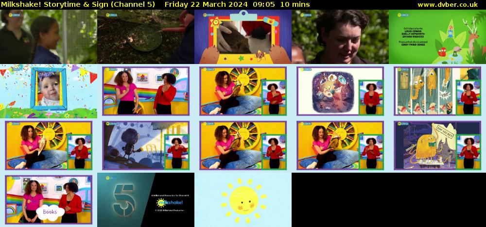 milkshake! Storytime & Sign (Channel 5) Friday 22 March 2024 09:05 - 09:15