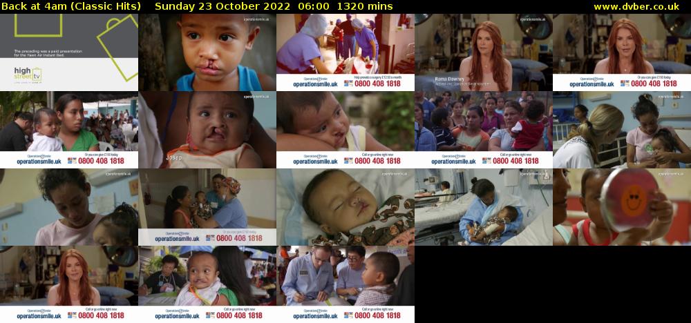 Back at 4am (Classic Hits) Sunday 23 October 2022 06:00 - 04:00