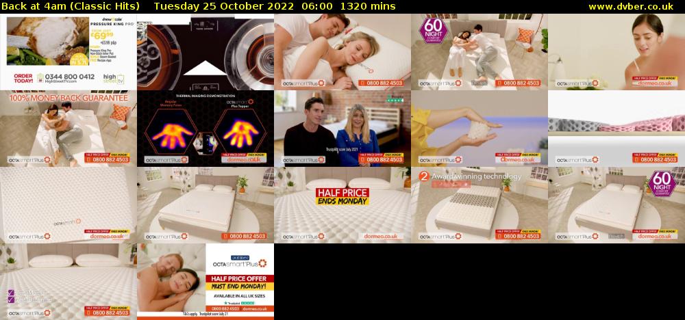 Back at 4am (Classic Hits) Tuesday 25 October 2022 06:00 - 04:00