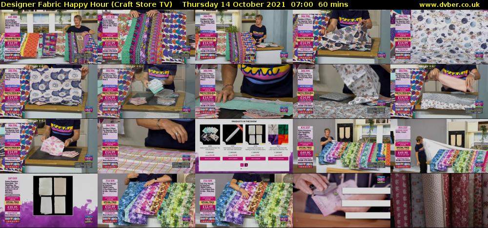 Designer Fabric Happy Hour (Craft Store TV) Thursday 14 October 2021 07:00 - 08:00