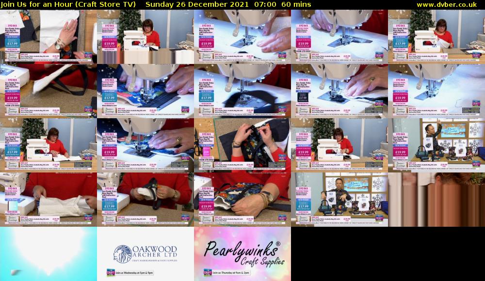 Join Us for an Hour (Craft Store TV) Sunday 26 December 2021 07:00 - 08:00