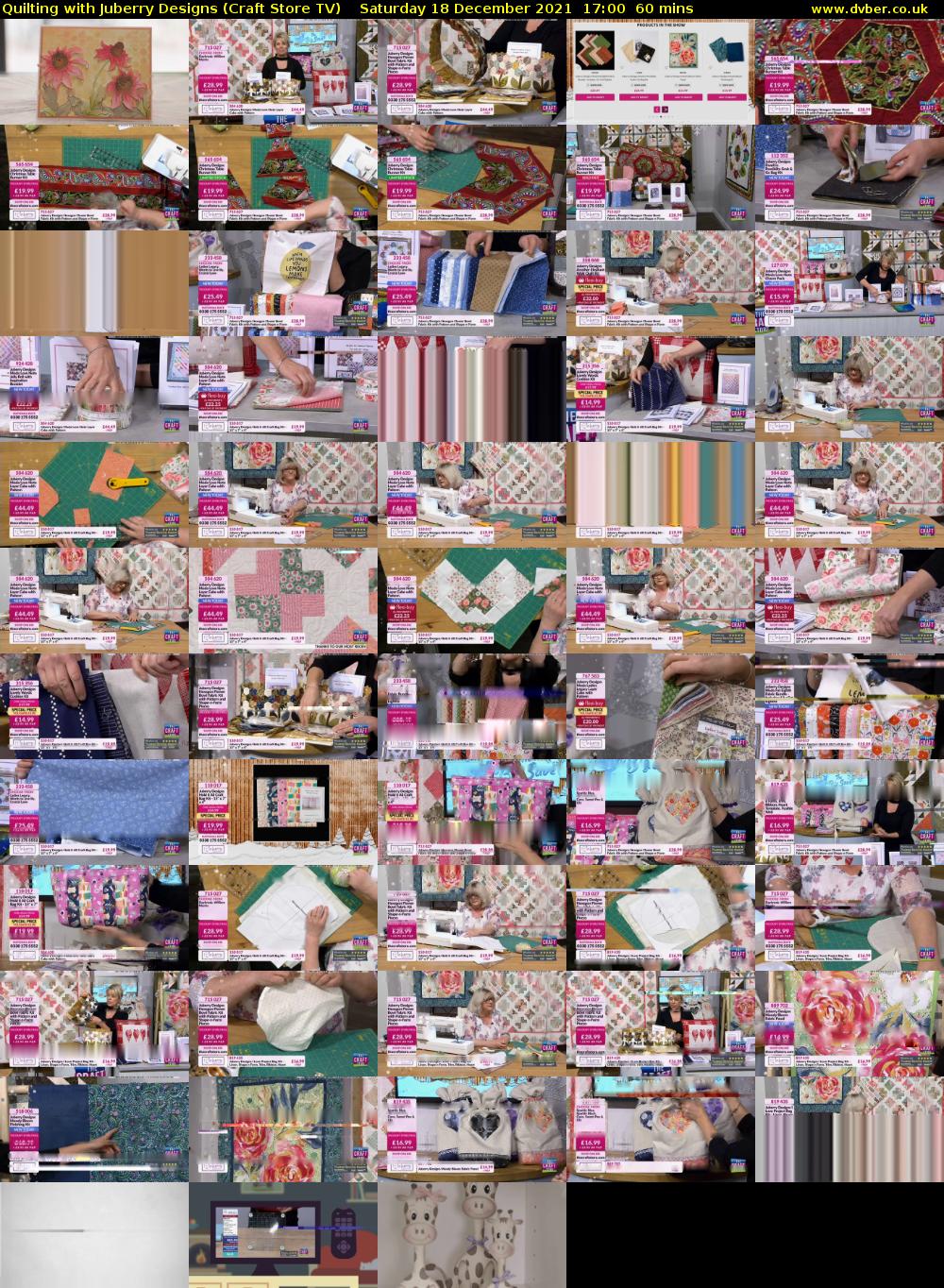 Quilting with Juberry Designs (Craft Store TV) Saturday 18 December 2021 17:00 - 18:00