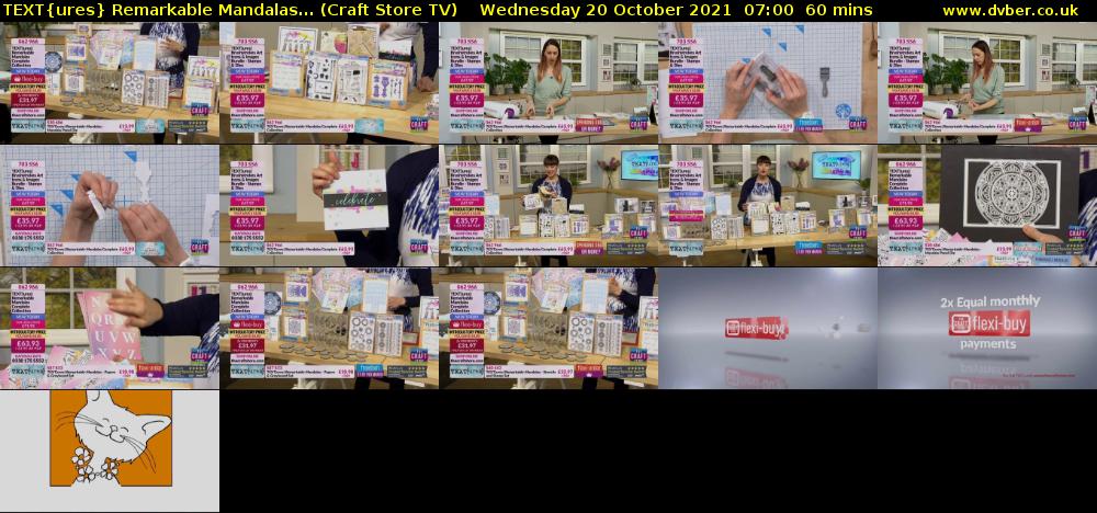 TEXT{ures} Remarkable Mandalas... (Craft Store TV) Wednesday 20 October 2021 07:00 - 08:00