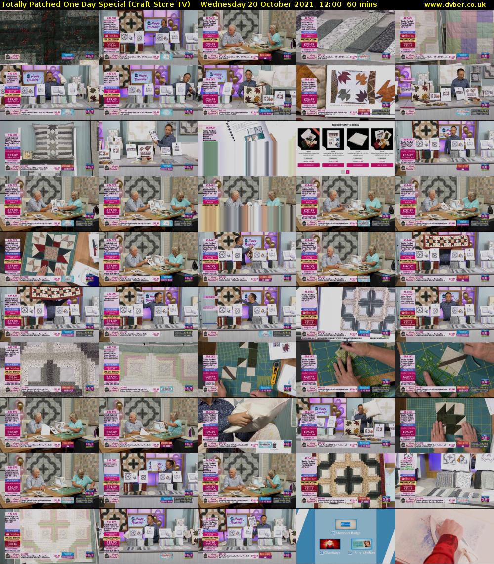 Totally Patched One Day Special (Craft Store TV) Wednesday 20 October 2021 12:00 - 13:00