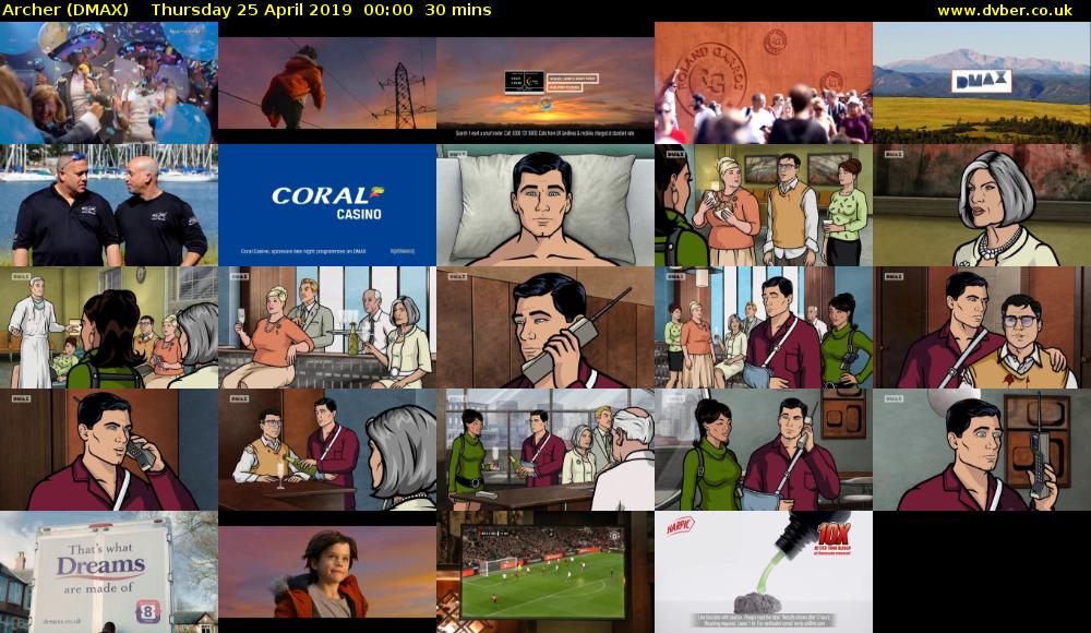 Archer (DMAX) Thursday 25 April 2019 00:00 - 00:30