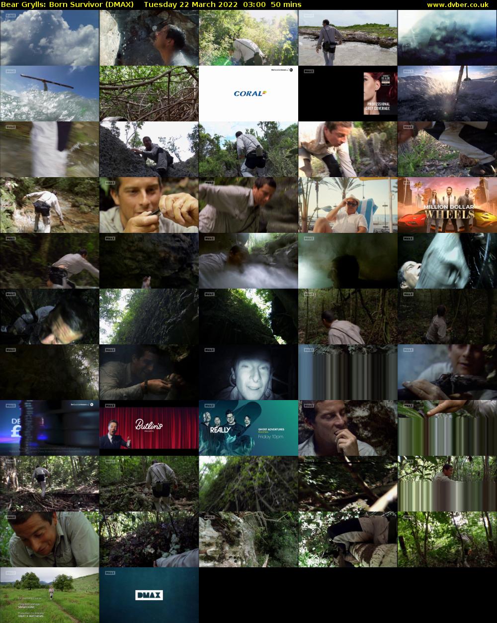 Bear Grylls: Born Survivor (DMAX) Tuesday 22 March 2022 03:00 - 03:50