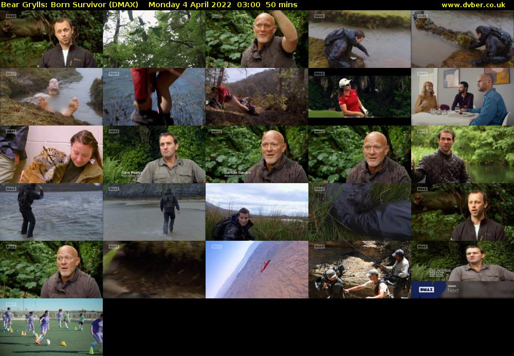 Bear Grylls: Born Survivor (DMAX) Monday 4 April 2022 03:00 - 03:50