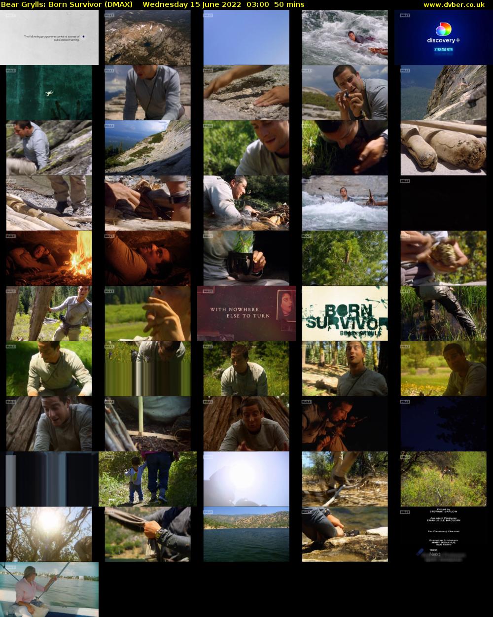 Bear Grylls: Born Survivor (DMAX) Wednesday 15 June 2022 03:00 - 03:50