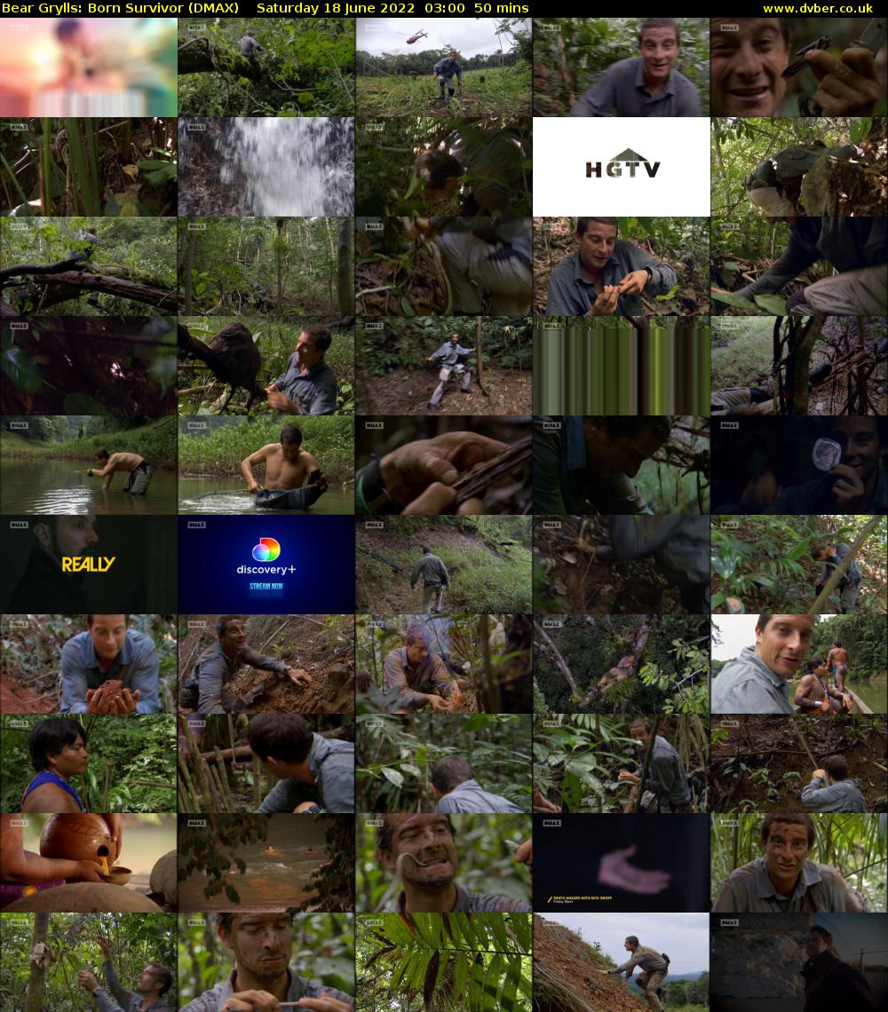 Bear Grylls: Born Survivor (DMAX) Saturday 18 June 2022 03:00 - 03:50