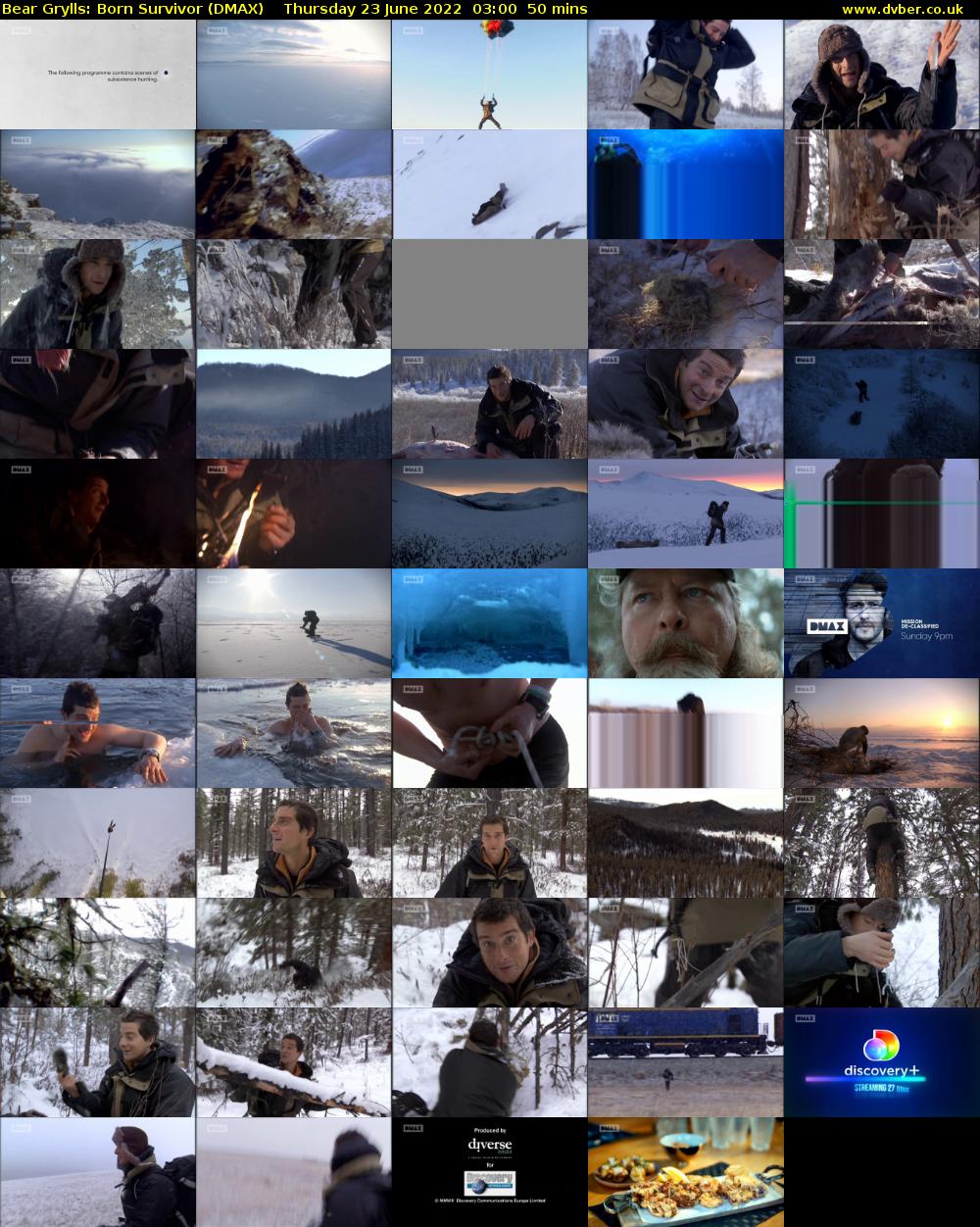 Bear Grylls: Born Survivor (DMAX) Thursday 23 June 2022 03:00 - 03:50