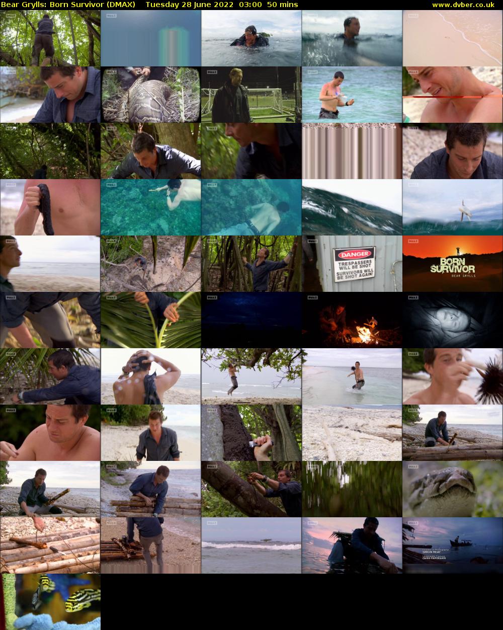 Bear Grylls: Born Survivor (DMAX) Tuesday 28 June 2022 03:00 - 03:50