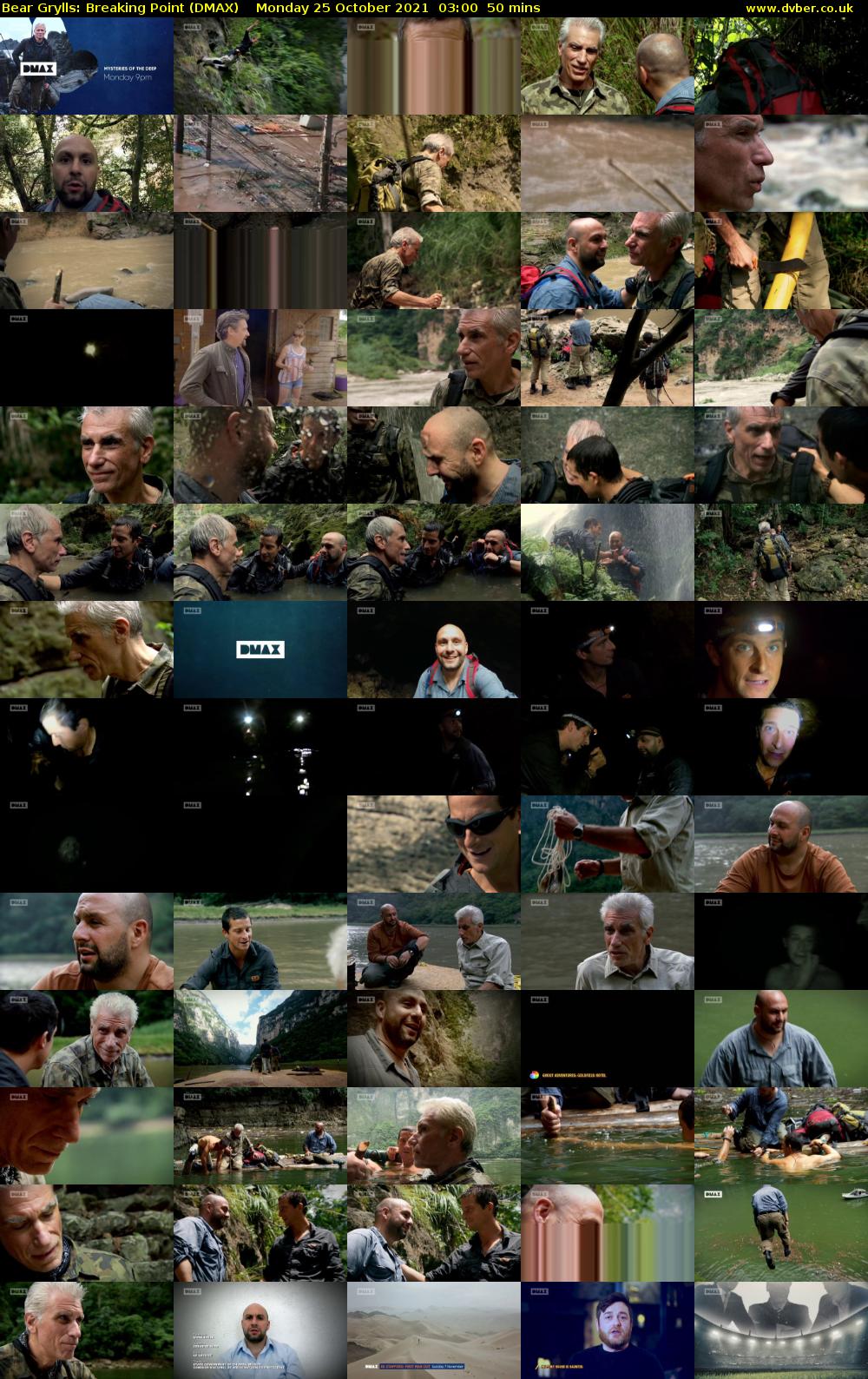 Bear Grylls: Breaking Point (DMAX) Monday 25 October 2021 03:00 - 03:50