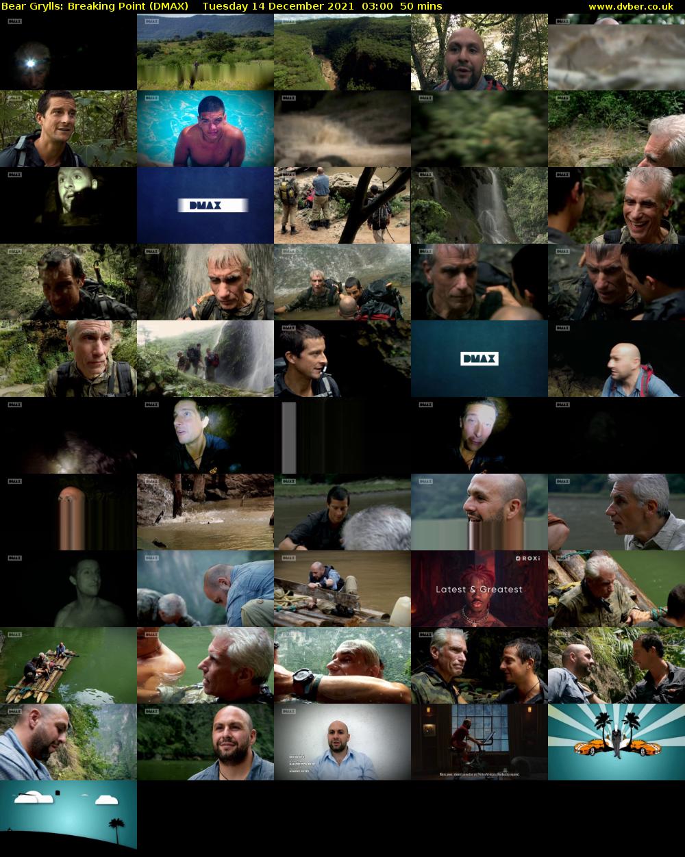 Bear Grylls: Breaking Point (DMAX) Tuesday 14 December 2021 03:00 - 03:50