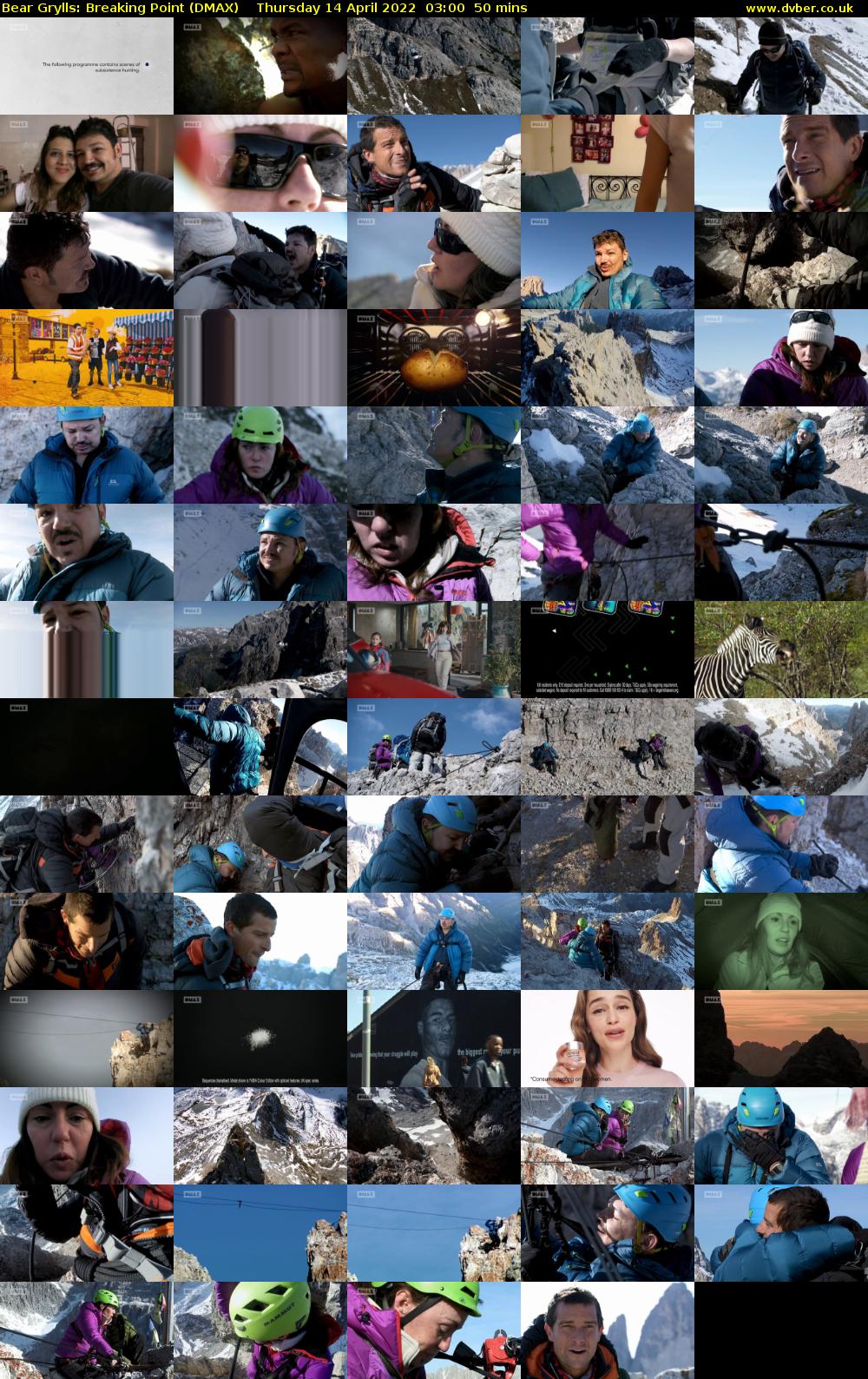 Bear Grylls: Breaking Point (DMAX) Thursday 14 April 2022 03:00 - 03:50