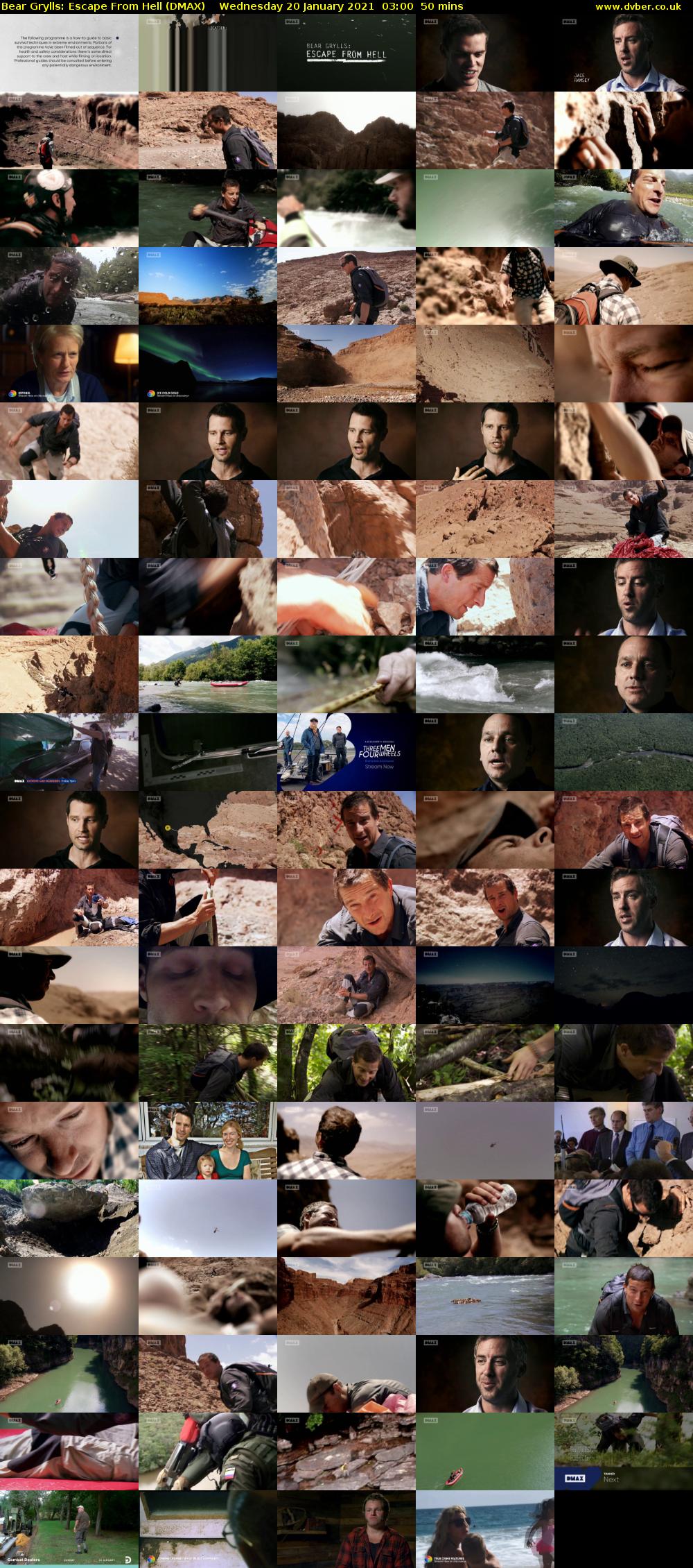 Bear Grylls: Escape From Hell (DMAX) Wednesday 20 January 2021 03:00 - 03:50