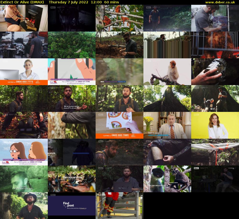 Extinct Or Alive (DMAX) Thursday 7 July 2022 12:00 - 13:00