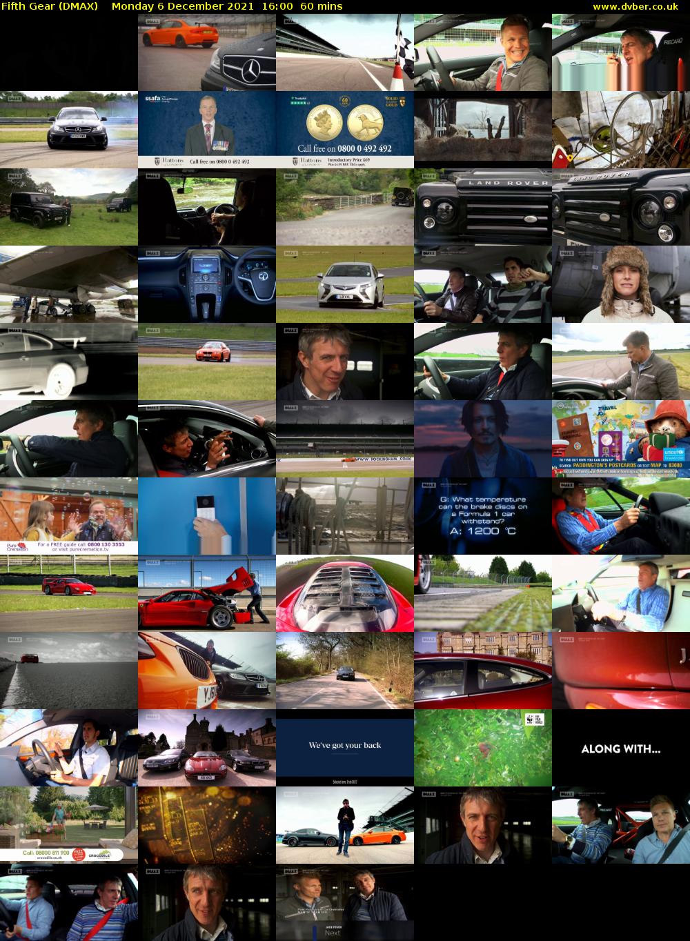 Fifth Gear (DMAX) Monday 6 December 2021 16:00 - 17:00