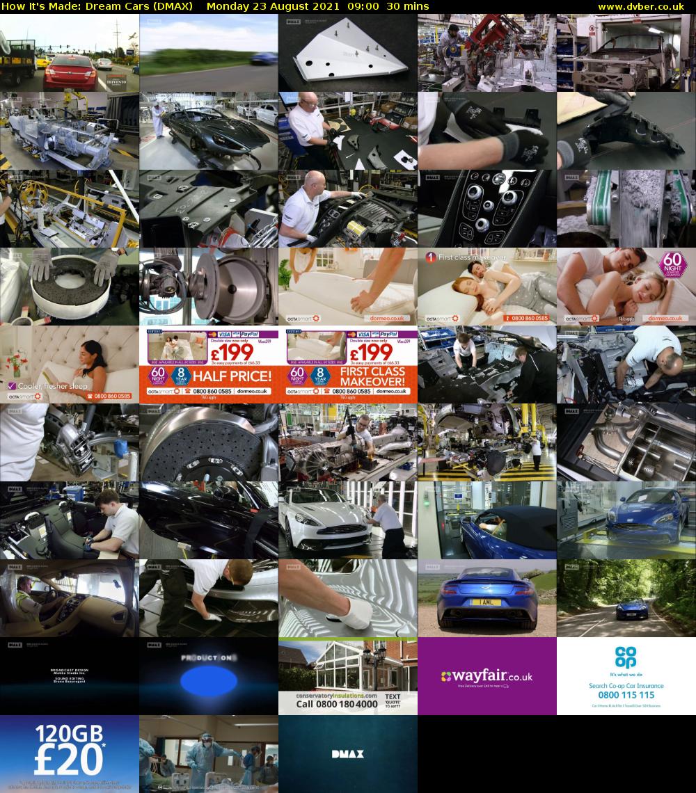 How It's Made: Dream Cars (DMAX) Monday 23 August 2021 09:00 - 09:30