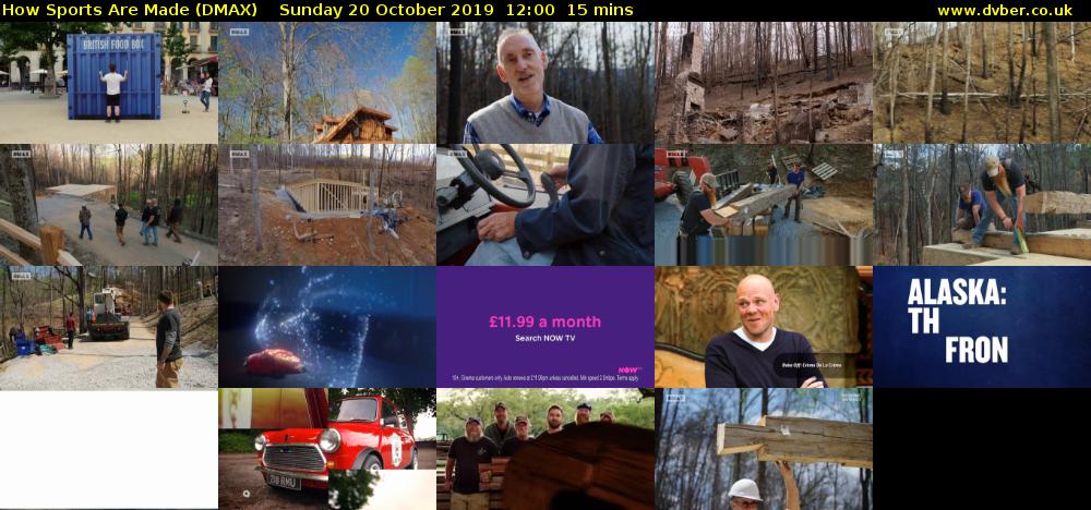 How Sports Are Made (DMAX) Sunday 20 October 2019 12:00 - 12:15