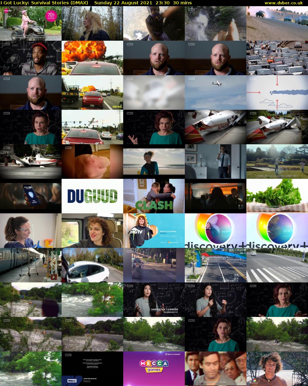I Got Lucky: Survival Stories (DMAX) Sunday 22 August 2021 23:30 - 00:00