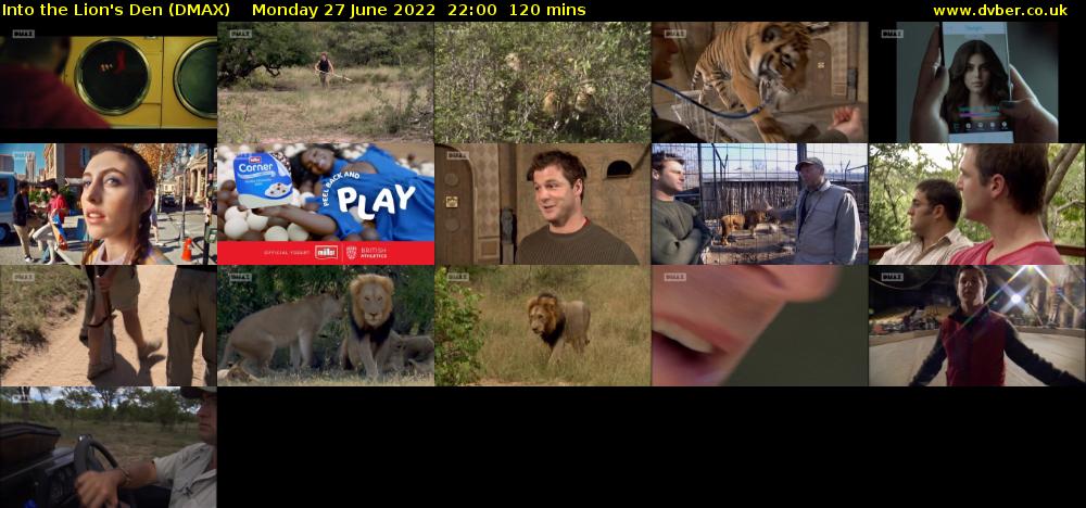 Into the Lion's Den (DMAX) Monday 27 June 2022 22:00 - 00:00