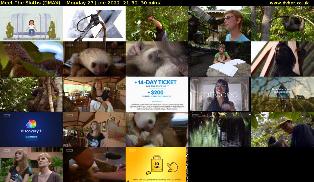 Meet The Sloths (DMAX) Monday 27 June 2022 21:30 - 22:00
