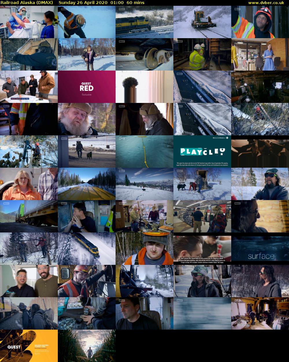 Railroad Alaska (DMAX) Sunday 26 April 2020 01:00 - 02:00