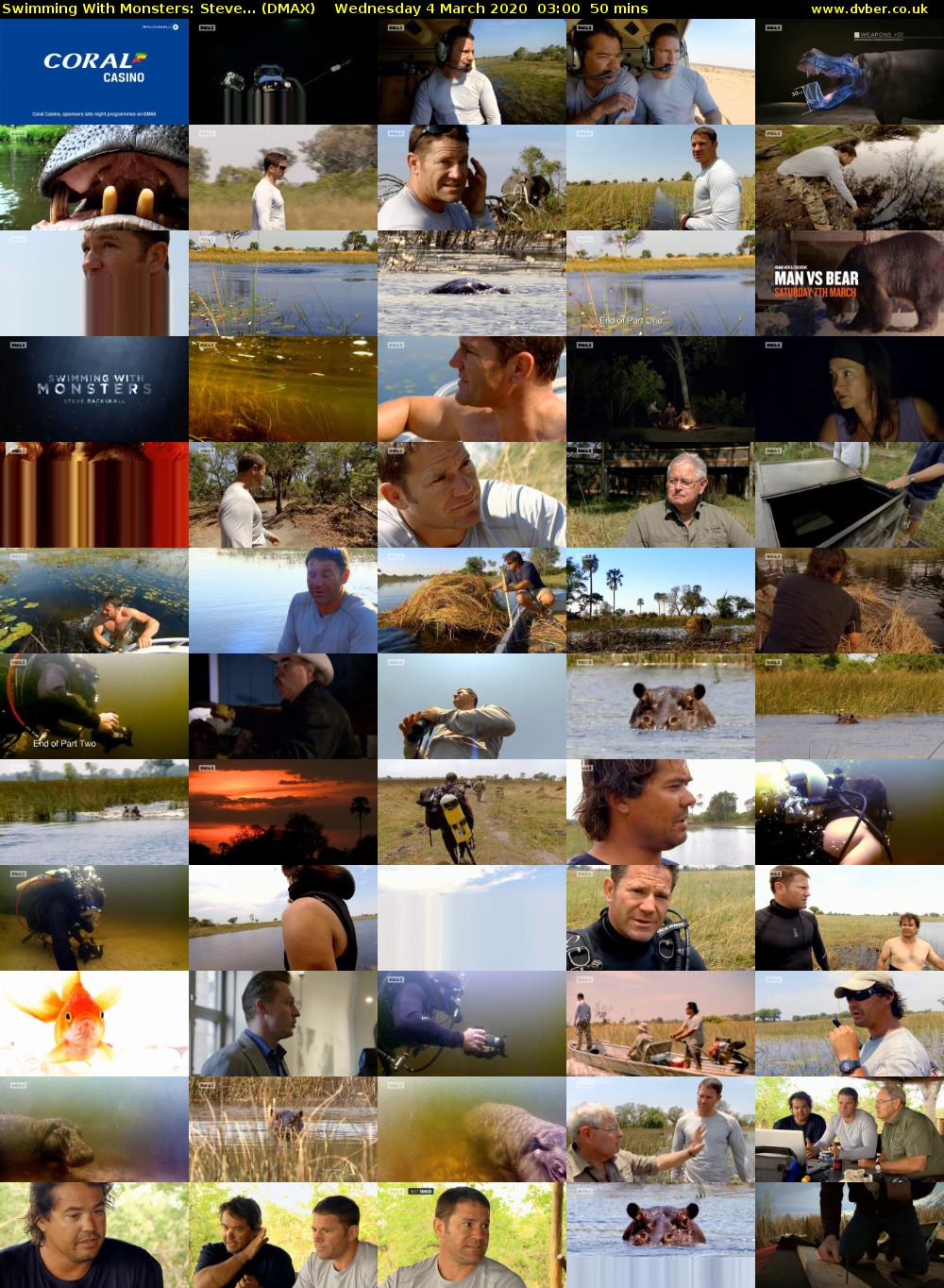 Swimming With Monsters: Steve... (DMAX) Wednesday 4 March 2020 03:00 - 03:50
