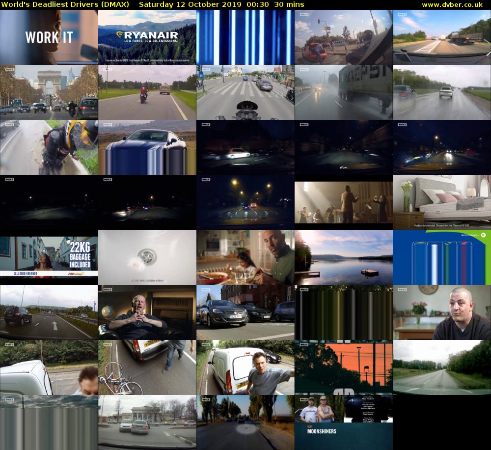 World's Deadliest Drivers (DMAX) Saturday 12 October 2019 00:30 - 01:00