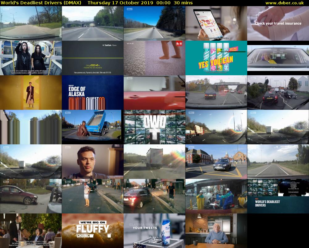 World's Deadliest Drivers (DMAX) Thursday 17 October 2019 00:00 - 00:30