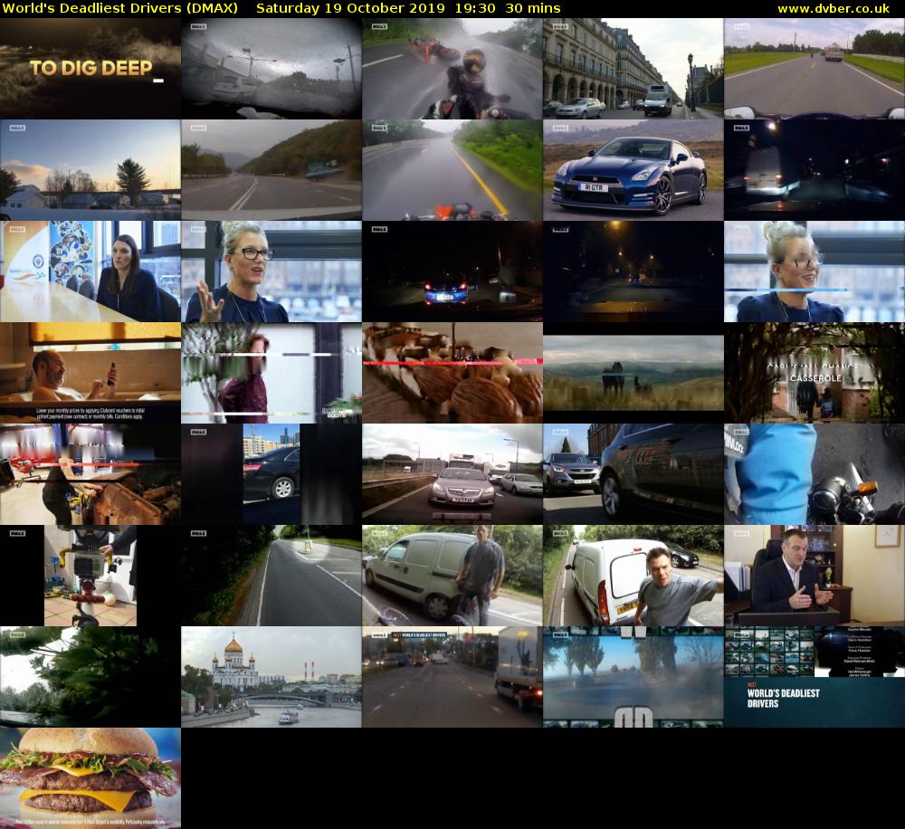World's Deadliest Drivers (DMAX) Saturday 19 October 2019 19:30 - 20:00