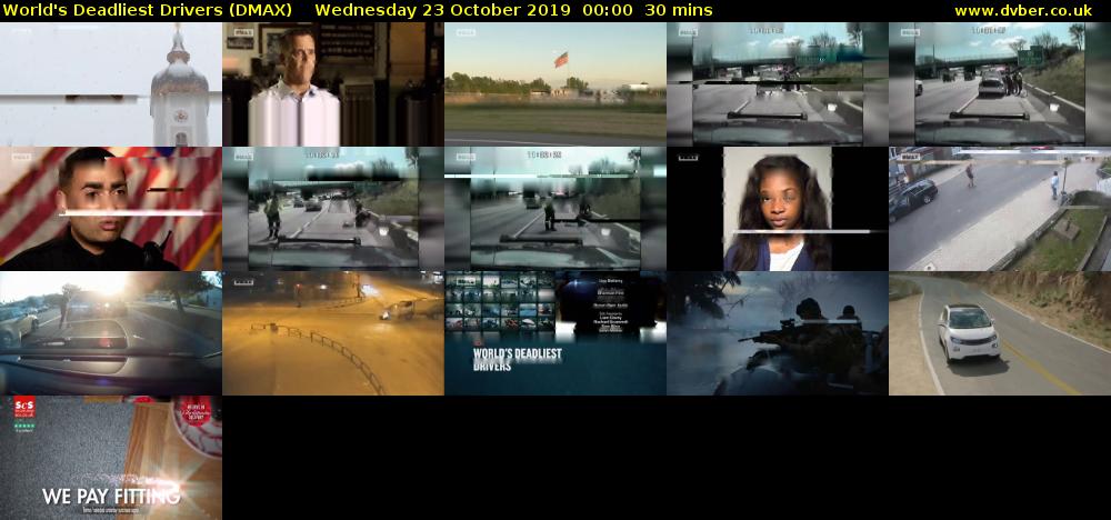 World's Deadliest Drivers (DMAX) Wednesday 23 October 2019 00:00 - 00:30