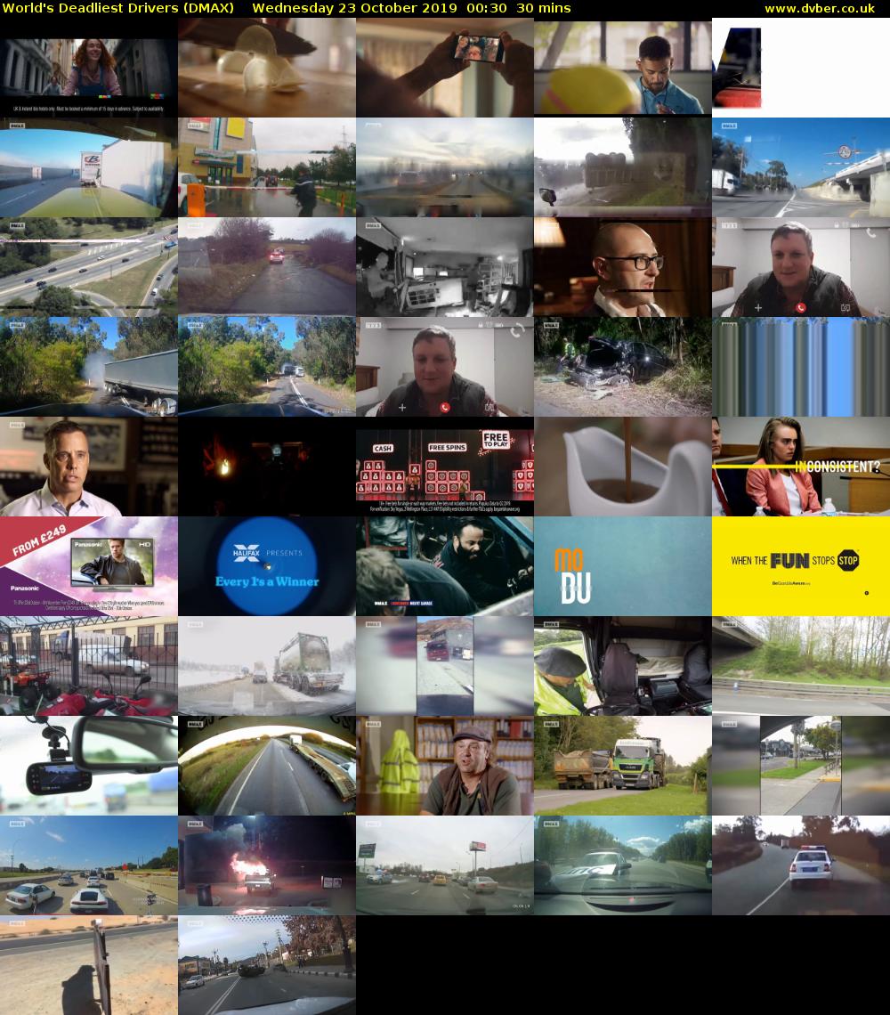 World's Deadliest Drivers (DMAX) Wednesday 23 October 2019 00:30 - 01:00