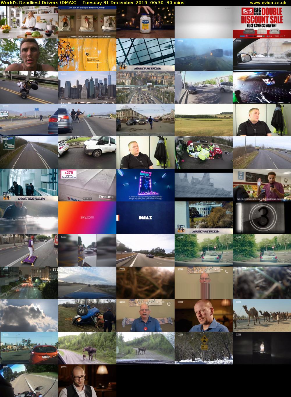 World's Deadliest Drivers (DMAX) Tuesday 31 December 2019 00:30 - 01:00