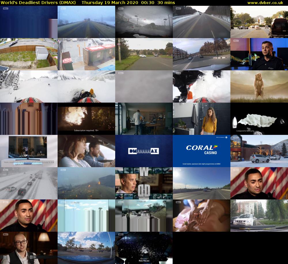 World's Deadliest Drivers (DMAX) Thursday 19 March 2020 00:30 - 01:00