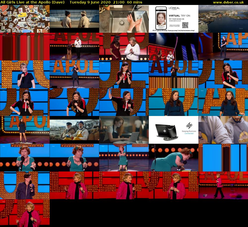 All Girls Live at the Apollo (Dave) Tuesday 9 June 2020 21:00 - 22:00