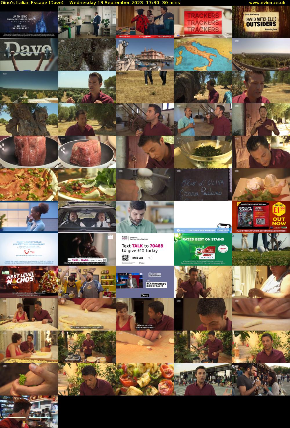 Gino's Italian Escape (Dave) Wednesday 13 September 2023 17:30 - 18:00