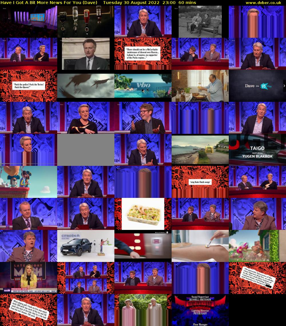 Have I Got a Bit More News for You (Dave) Tuesday 30 August 2022 23:00 - 00:00