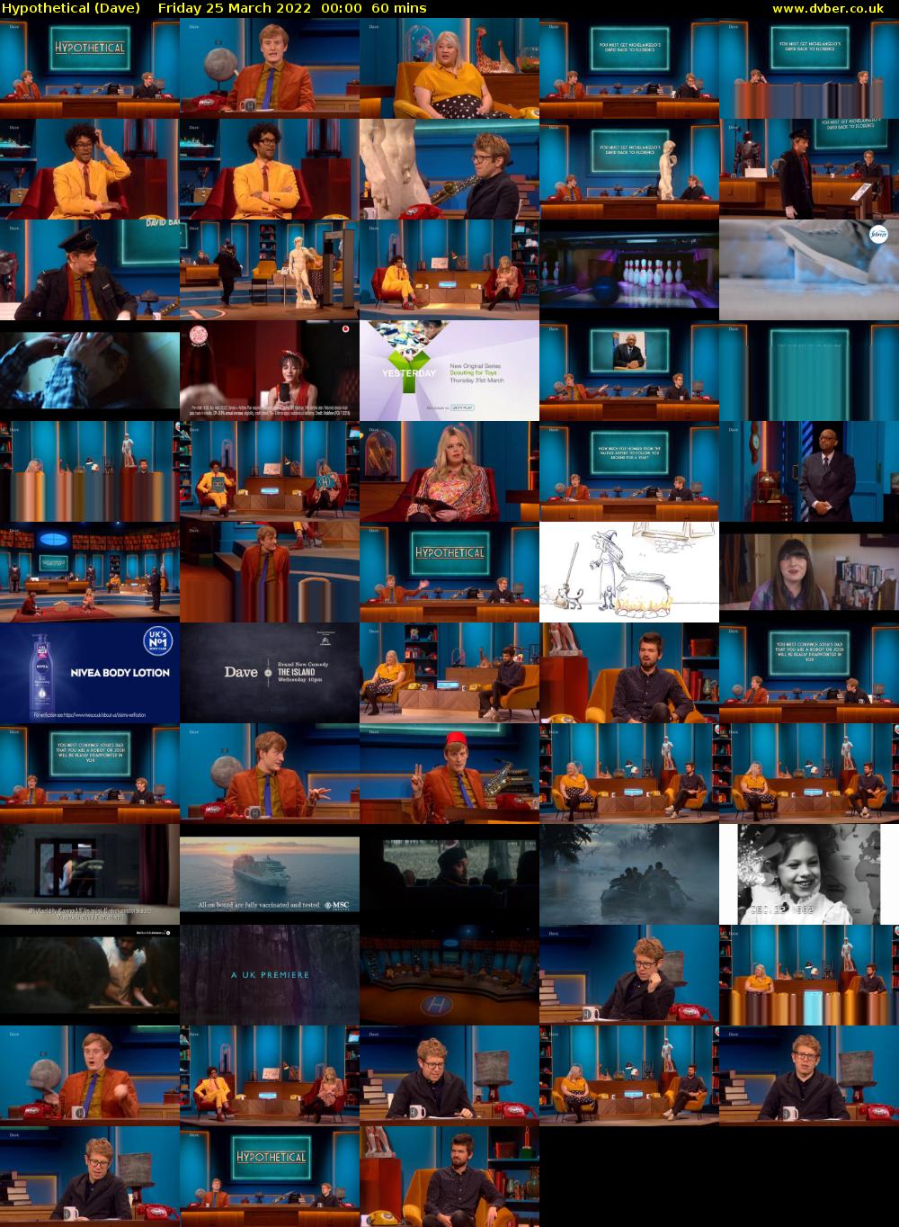 Hypothetical (Dave) Friday 25 March 2022 00:00 - 01:00